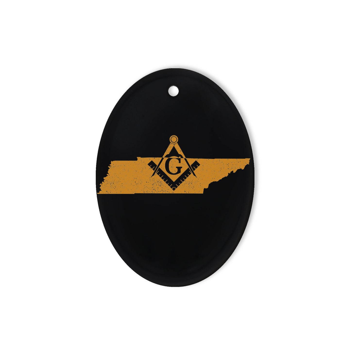 Tennessee square & compass freemason symbol state map - Oval Ceramic Ornament (2 sided)