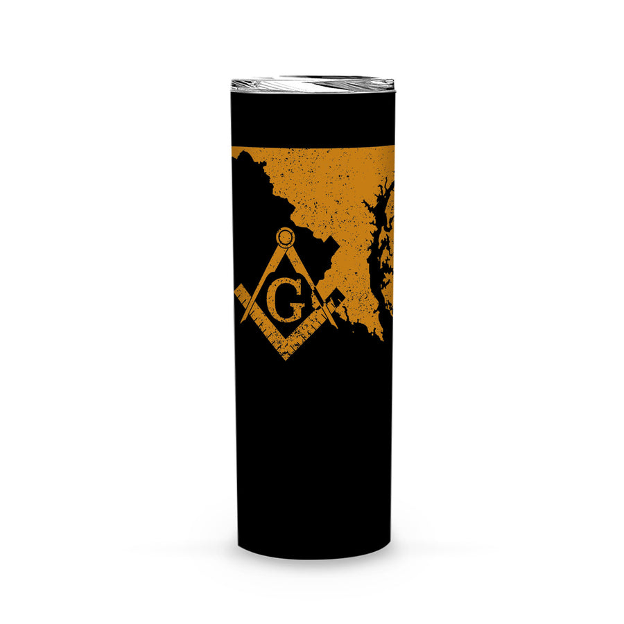 Maryland Square & Compass Freemason symbol state map -Skinny Tumbler