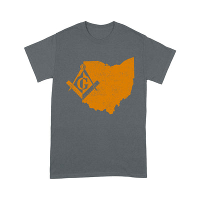 Ohio Freemason State Map Square & Compass Symbol - T Shirt