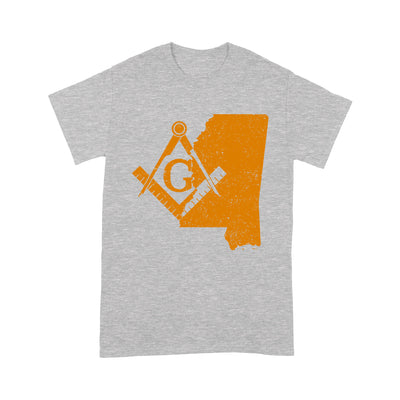 Mississippi Freemason State Map Square & Compass Symbol - T Shirt