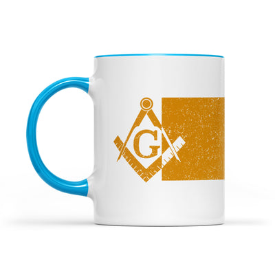 Kansas square & compass freemason symbol state map - Accent Mug