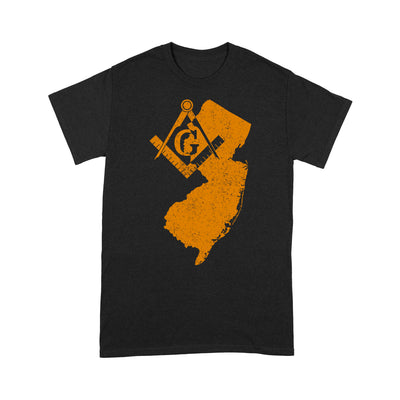 New Jersey Freemason State Map Square & Compass Symbol - T Shirt