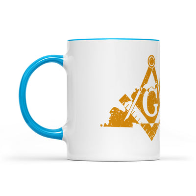 Kentucky square & compass freemason symbol state map - Accent Mug