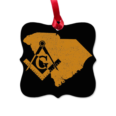 South Carolina square & compass freemason symbol state map - Square Aluminum Ornament