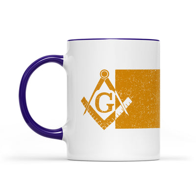 Kansas square & compass freemason symbol state map - Accent Mug