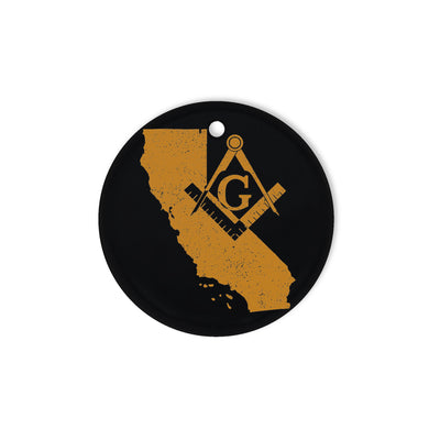 California square & compass freemason symbol state map - Circle Ceramic Ornament (2 sided)