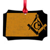 Wyoming square & compass freemason symbol state map - Scalloped Aluminum Ornament