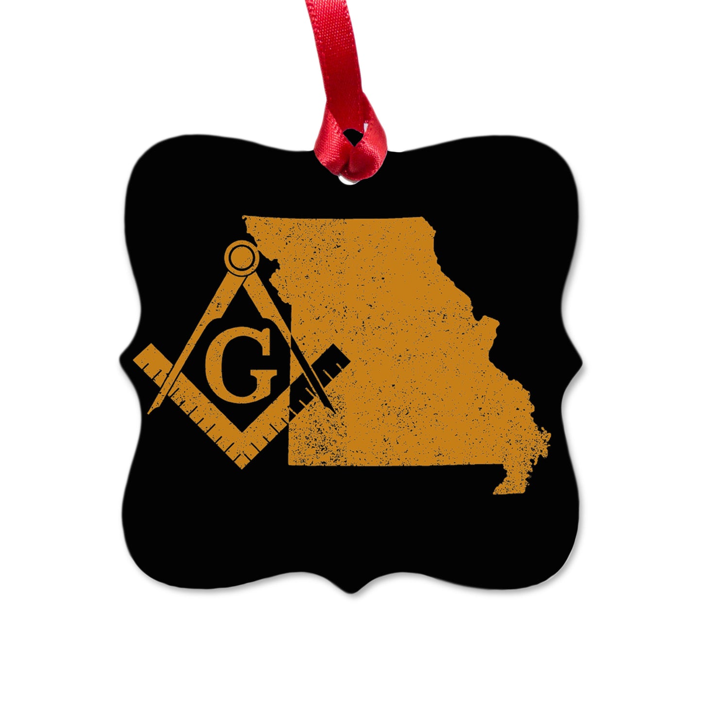 Missouri square & compass freemason symbol state map - Square Aluminum Ornament