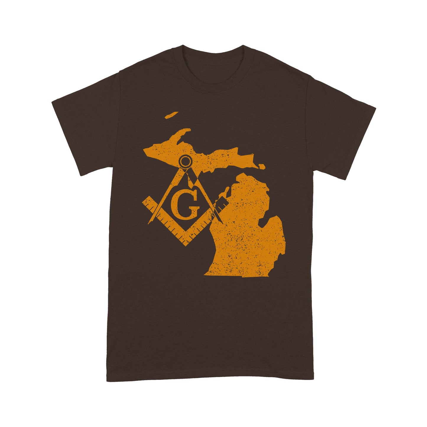 Michigan Freemason State Map Square & Compass Symbol - T Shirt