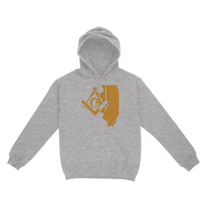 Illinois Freemason State Map Square & Compass Symbol - Hoodie