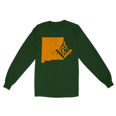 New Mexico Freemason State Map Square & Compass Symbol - Long Sleeve