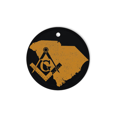 South Carolina square & compass freemason symbol state map - Circle Ceramic Ornament (2 sided)