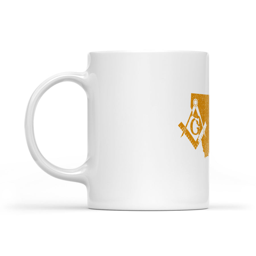 Montana square & compass freemason symbol state map - White Mug