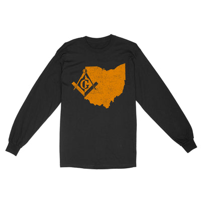 Ohio Freemason State Map Square & Compass Symbol - Long Sleeve