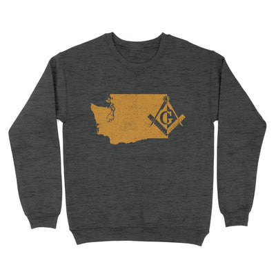 Washington Freemason State Map Square & Compass Symbol - Sweatshirt