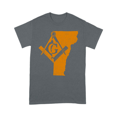 Vermont Freemason State Map Square & Compass Symbol - T Shirt