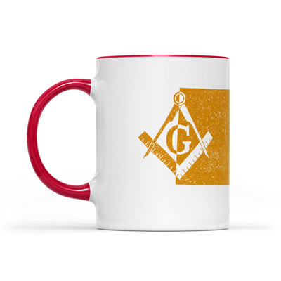 South Dakota square & compass freemason symbol state map - Accent Mug