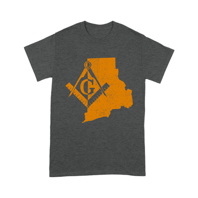 Rhode Freemason State Map Square & Compass Symbol - T Shirt