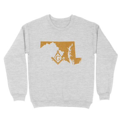 Maryland Freemason State Map Square & Compass Symbol - Sweatshirt