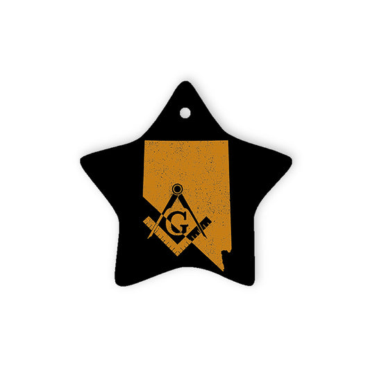 Nevada square & compass freemason symbol state map - Star Ceramic Ornament