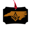 North Carolina square & compass freemason symbol state map - Scalloped Wooden Maple Ornament