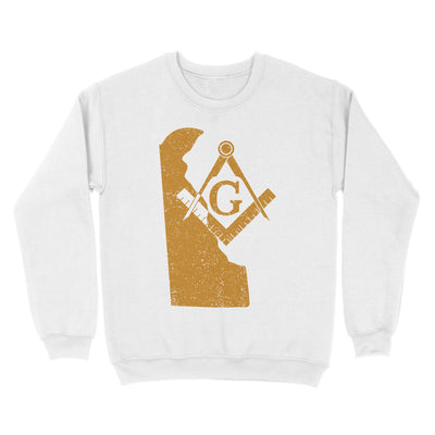 Delaware Freemason State Map Square & Compass Symbol - Sweatshirt