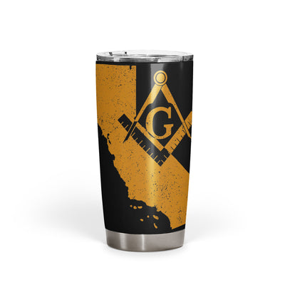 California Square & Compass Freemason symbol state map - 20oz Fat Tumbler