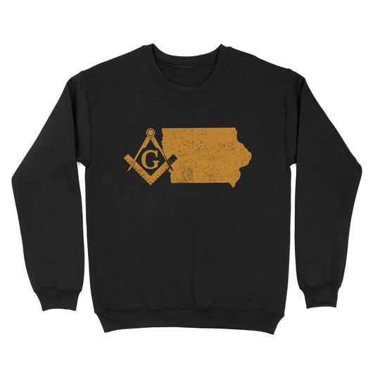 Iowa Freemason State Map Square & Compass Symbol - Sweatshirt