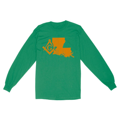 Louisiana Freemason State Map Square & Compass Symbol - Long Sleeve