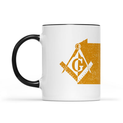 Pennsylvania square & compass freemason symbol state map - Accent Mug