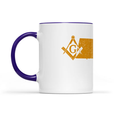 Massachusetts square & compass freemason symbol state map - Accent Mug