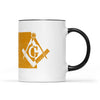 North Dakota square & compass freemason symbol state map - Accent Mug