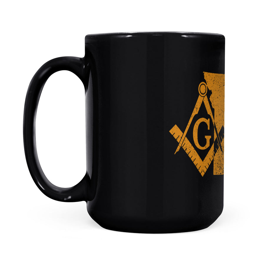 Missouri square & compass freemason symbol state map - Black Mug