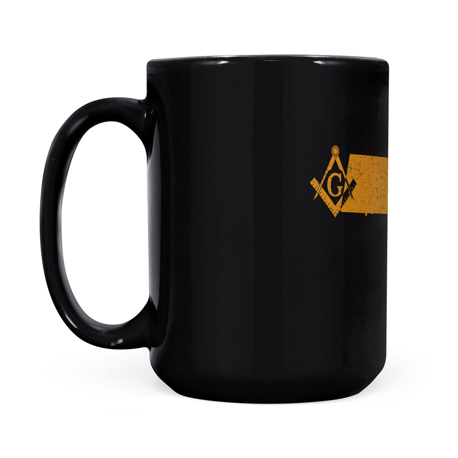 Massachusetts square & compass freemason symbol state map - Black Mug