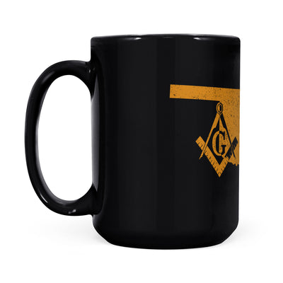 Oklahoma square & compass freemason symbol state map - Black Mug