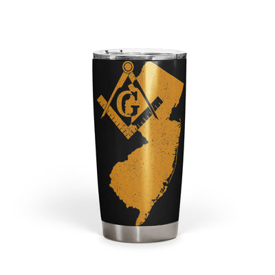 New Jersey Square & Compass Freemason symbol state map - 20oz Fat Tumbler