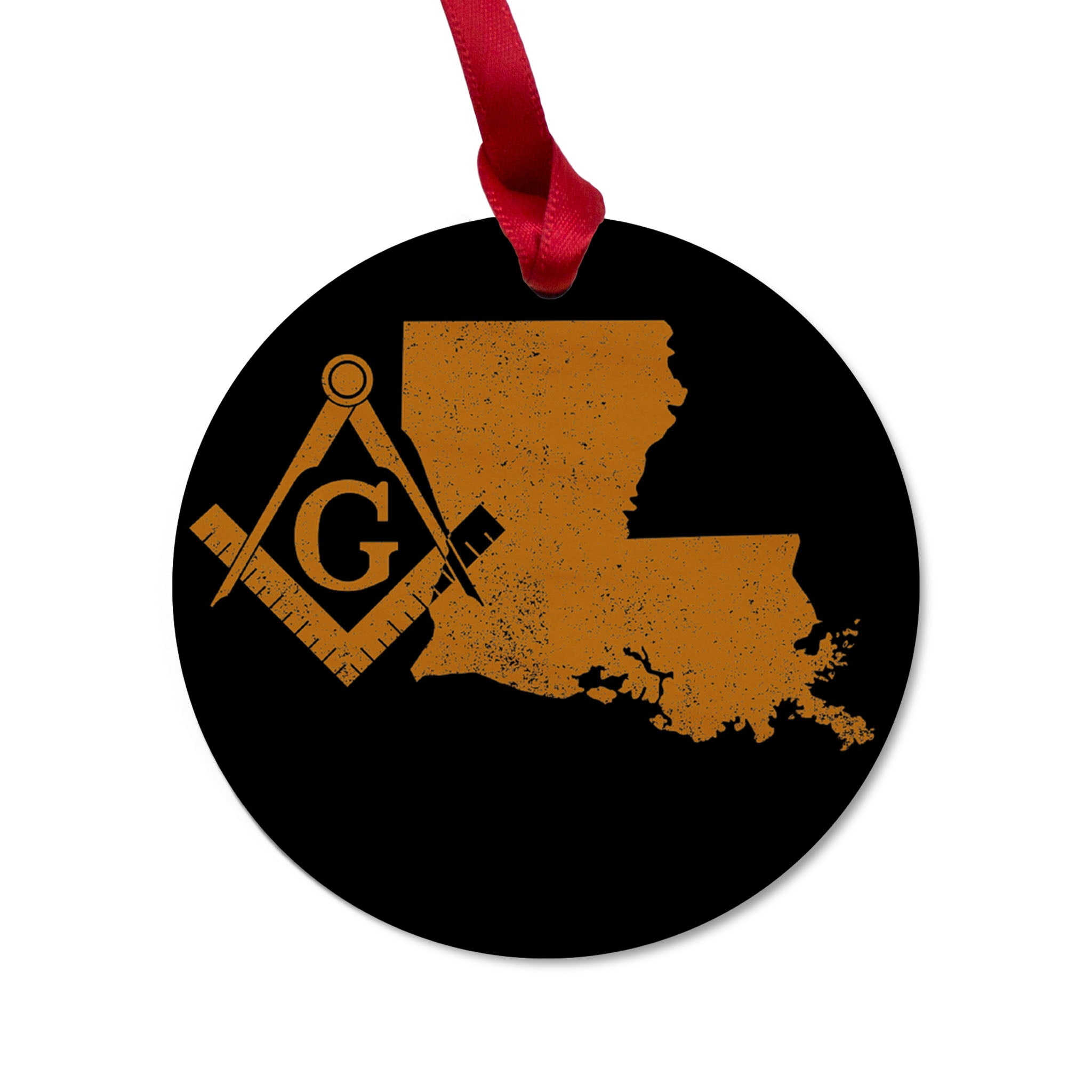 Lsu Compass Louisiana square & compass freemason symbol state map - Round Wooden M ...