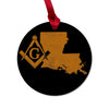 Louisiana square & compass freemason symbol state map - Round Wooden Maple Ornament