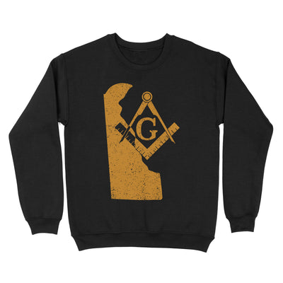 Delaware Freemason State Map Square & Compass Symbol - Sweatshirt