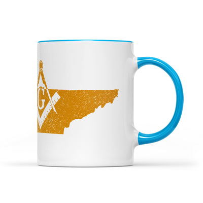 Tennessee square & compass freemason symbol state map - Accent Mug