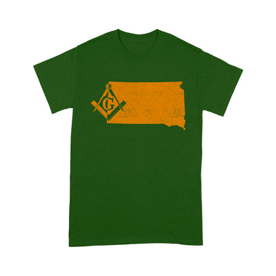 South Dakota Freemason State Map Square & Compass Symbol - T Shirt