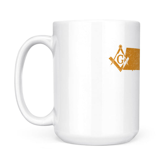 Massachusetts square & compass freemason symbol state map - White Mug