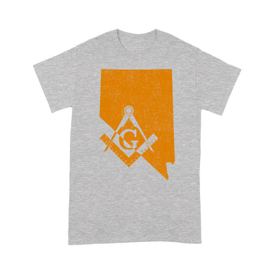 Nevada Freemason State Map Square & Compass Symbol - T Shirt