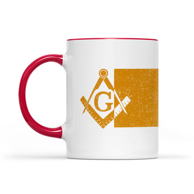 Kansas square & compass freemason symbol state map - Accent Mug