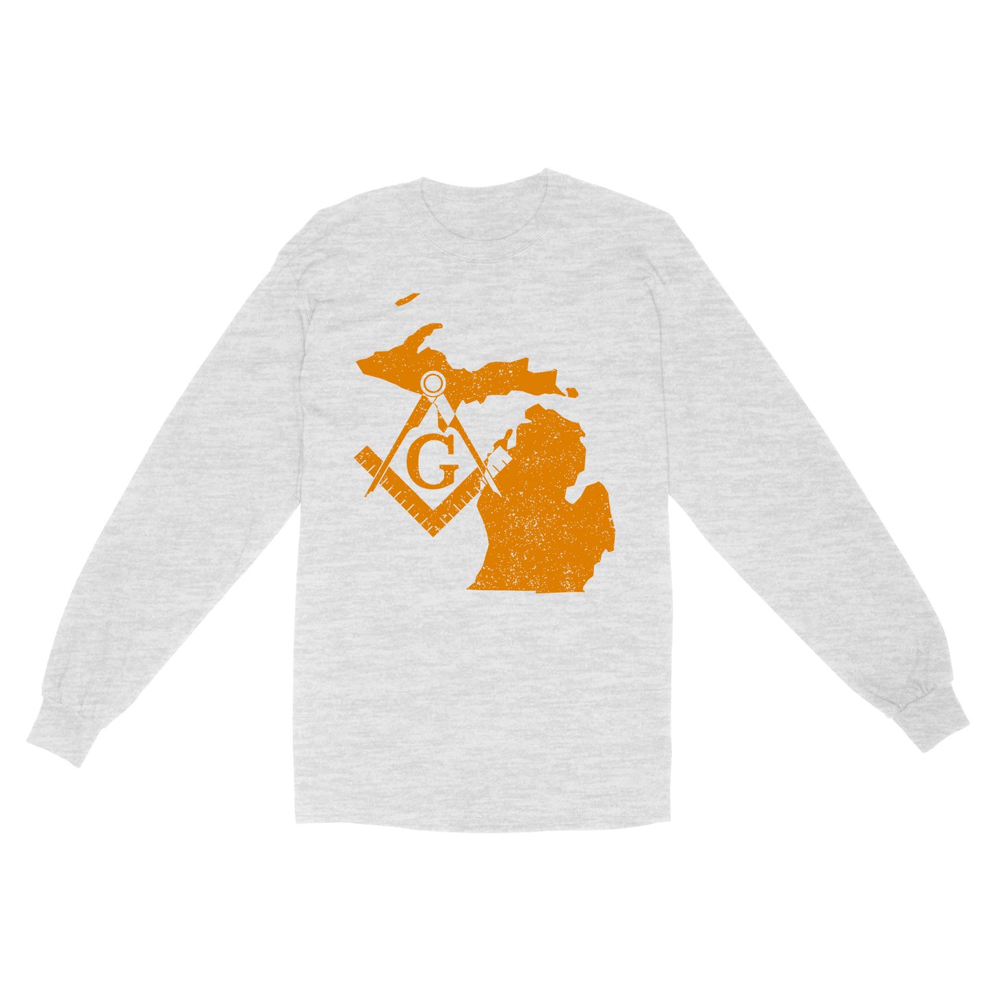 Michigan Freemason State Map Square & Compass Symbol - Long Sleeve