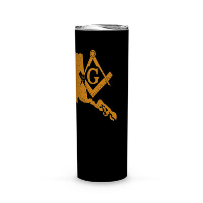 Alaska Square & Compass Freemason symbol state map - Skinny Tumbler