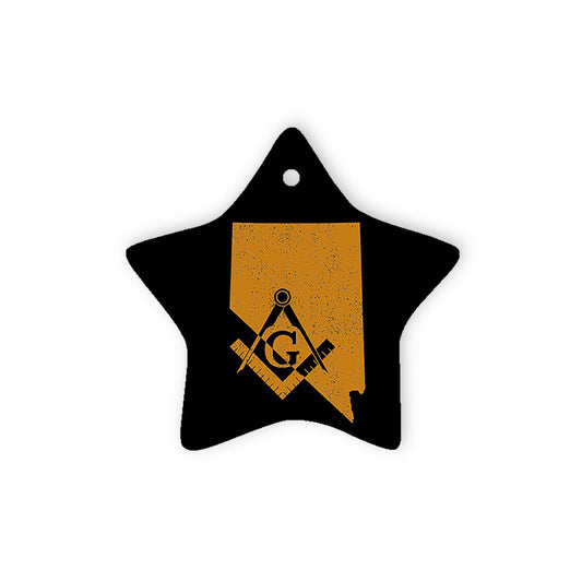 Nevada square & compass freemason symbol state map - Star Ceramic Ornament (2 sided)