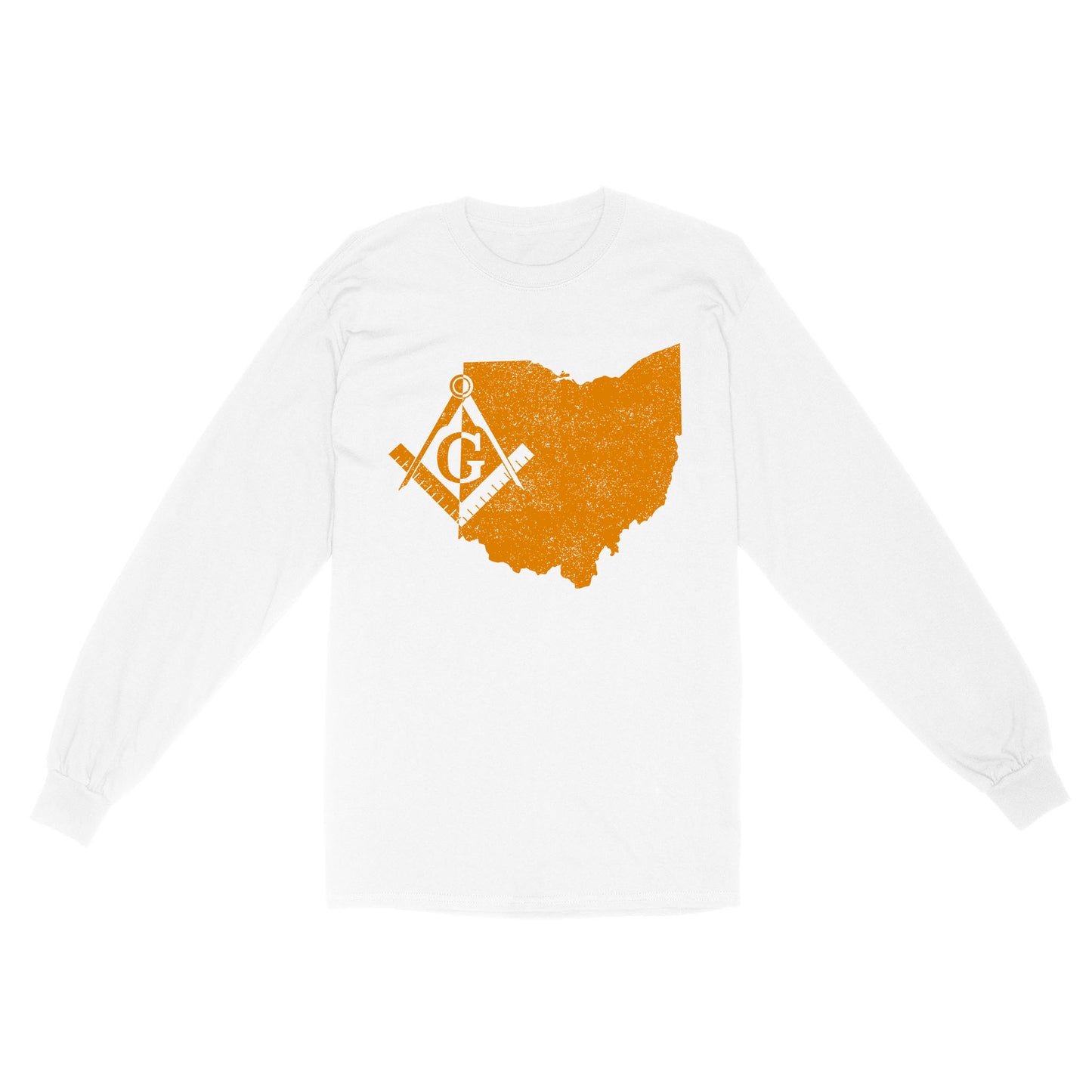 Ohio Freemason State Map Square & Compass Symbol - Long Sleeve