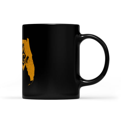 Florida square & compass freemason symbol state map - Black Mug