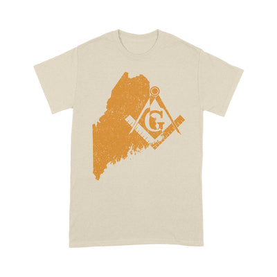 Maine Freemason State Map Square & Compass Symbol - T Shirt